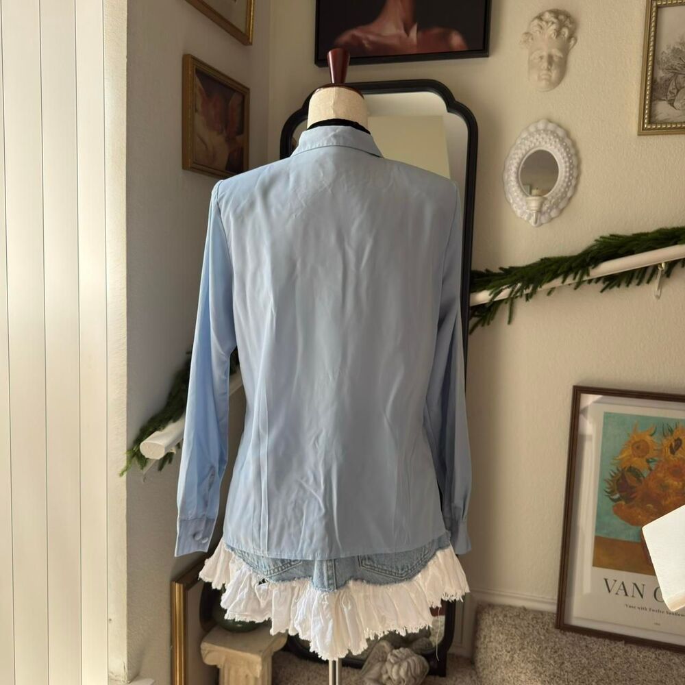 Vintage 70s Christie&Jill Light Blue Long Sleeve Button Up - Picture 6 of 8